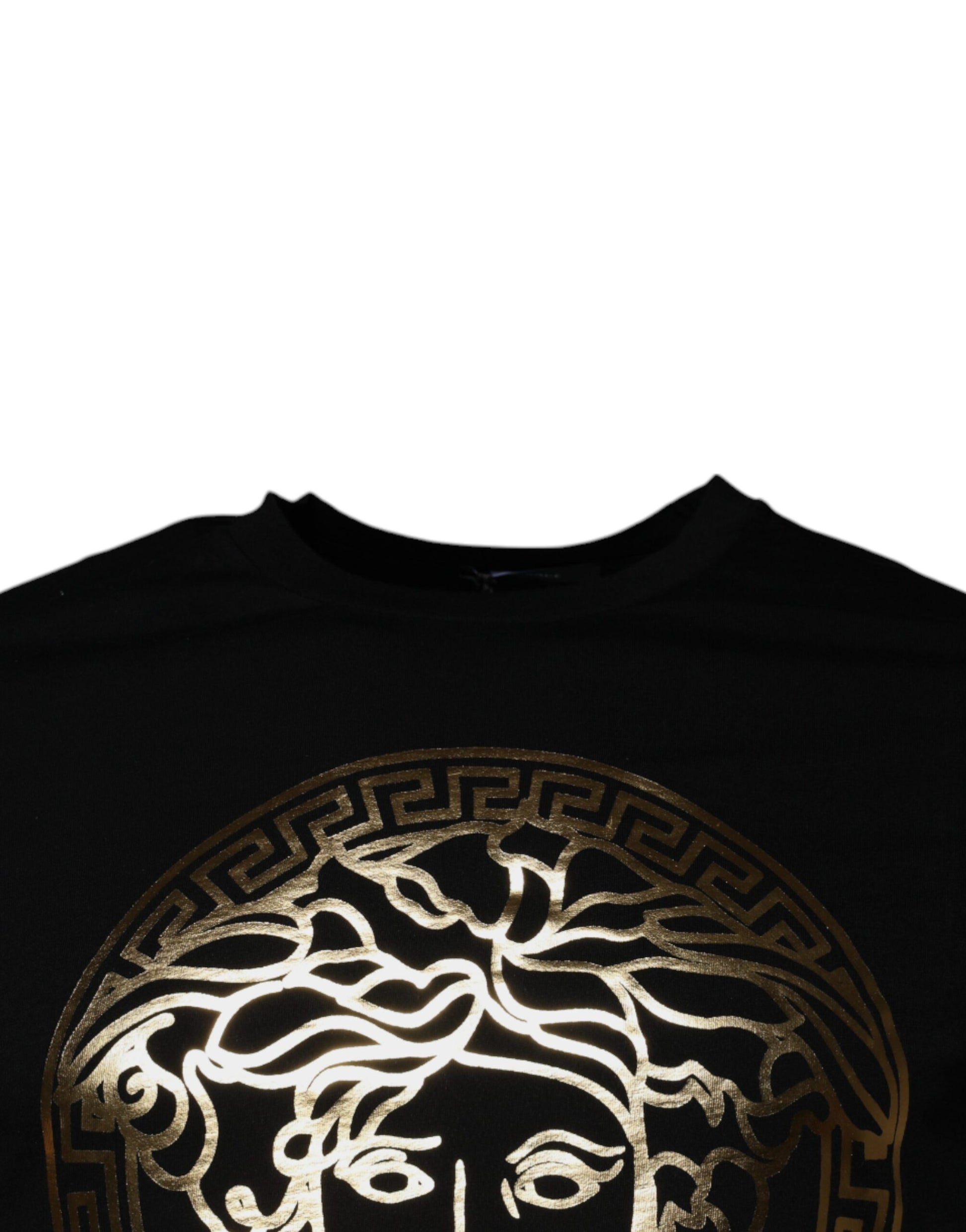 Versace - Men's Black Medusa Print Cotton Crew Neck T-shirt