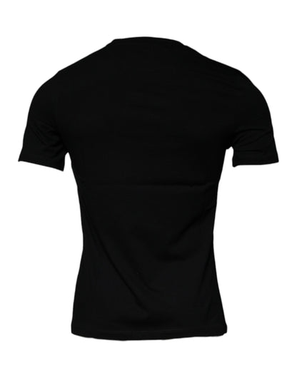 Versace - Men's Black Medusa Print Cotton Crew Neck T-shirt