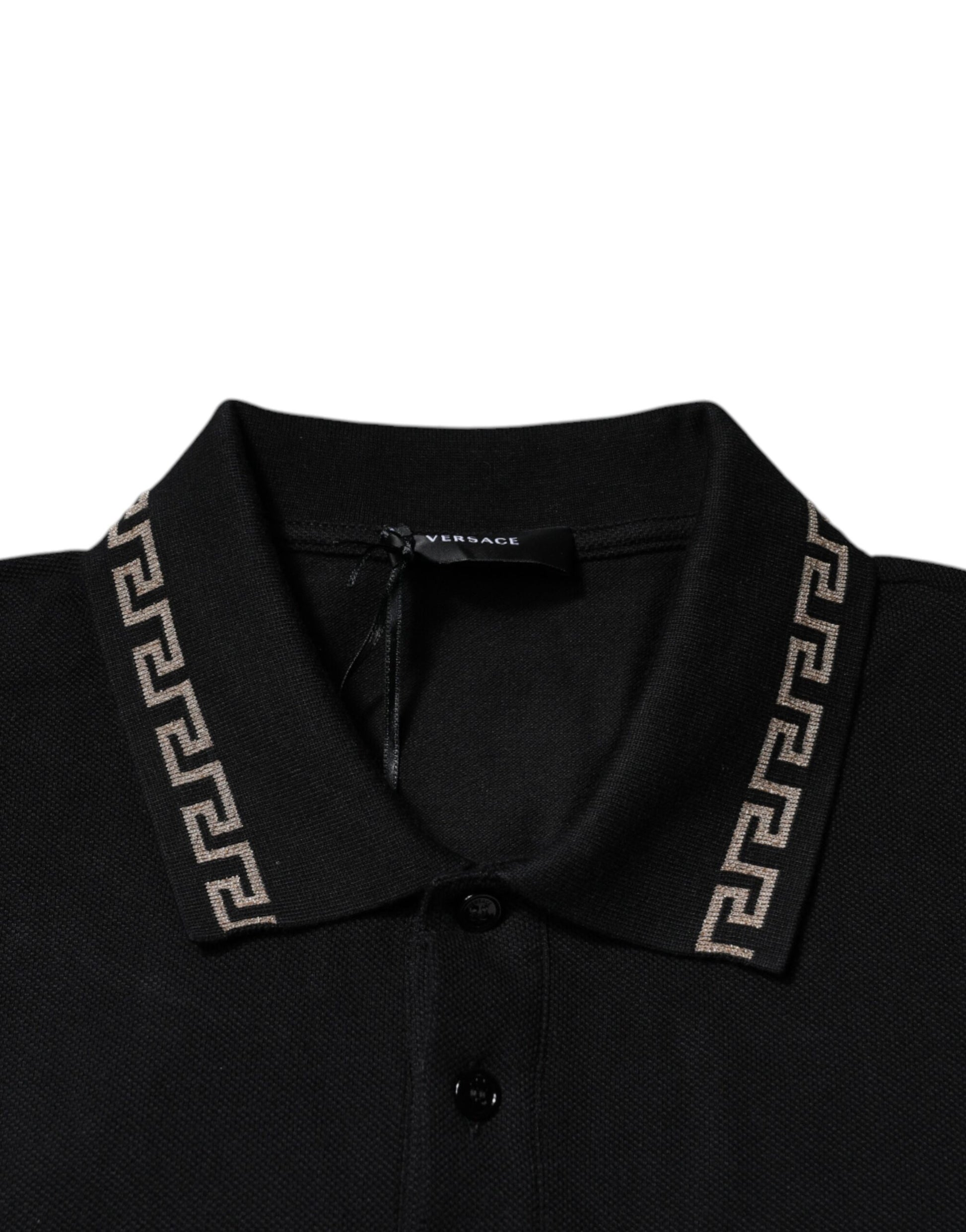 Versace Men's Black Collared Polo Short Sleeves T-shirt