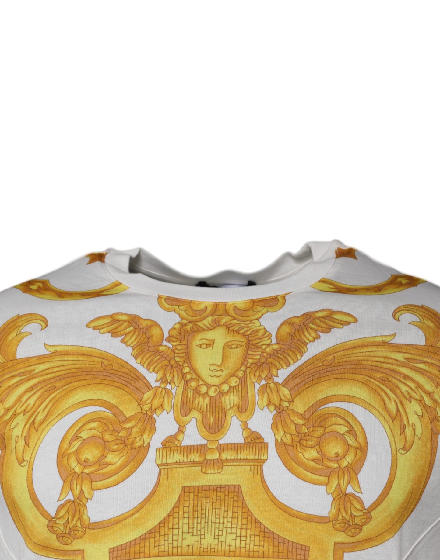 Versace Men's White Medusa Print Cotton Crew Neck T-shirt