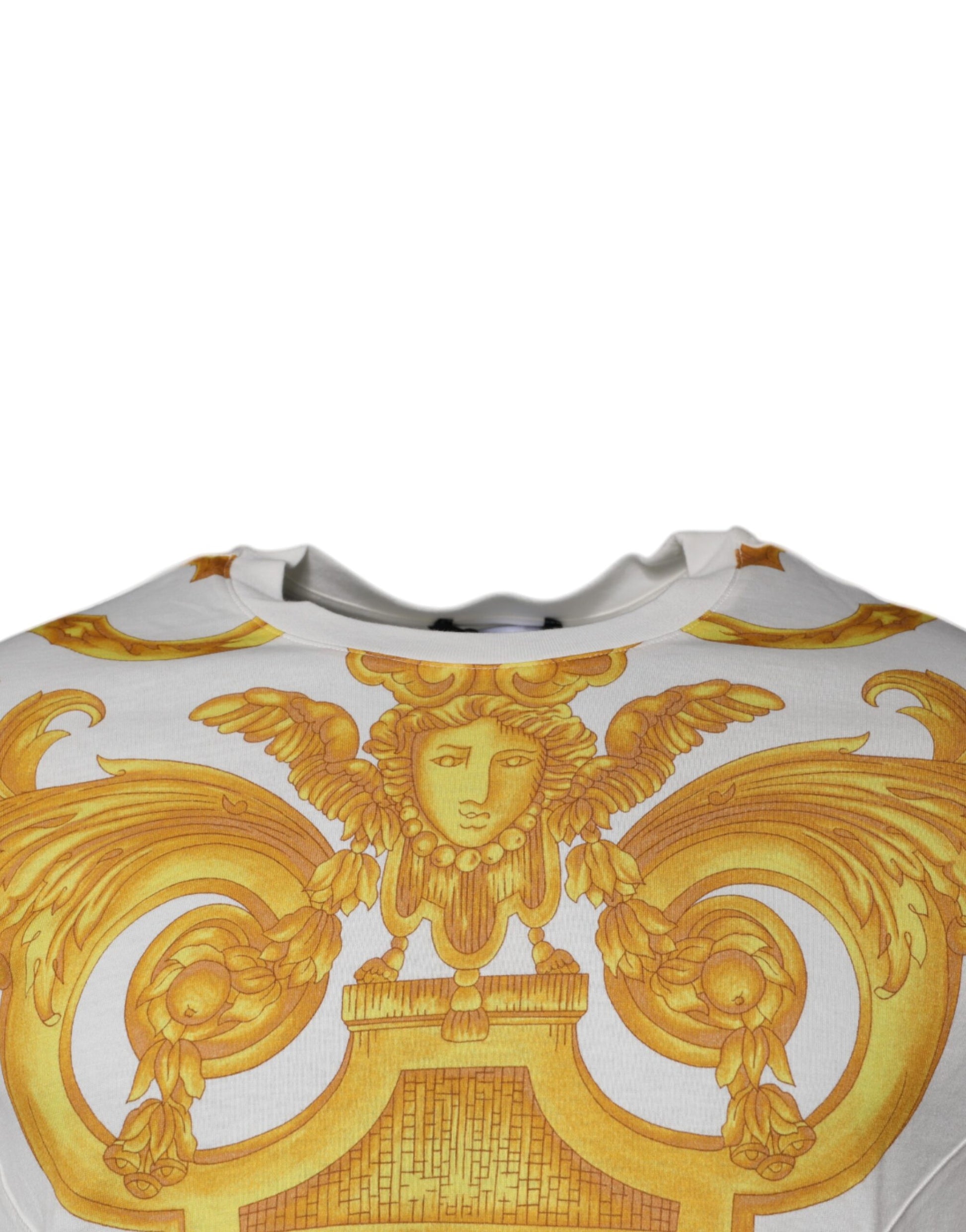 Versace Men's White Medusa Print Cotton Crew Neck T-shirt