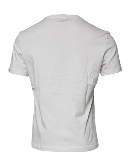 Versace Men's White Medusa Print Cotton Crew Neck T-shirt