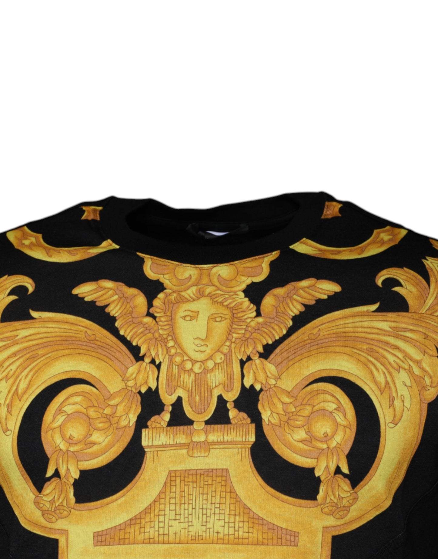 Versace - Men's Black & Gold Medusa Print Cotton Crew Neck T-shirt