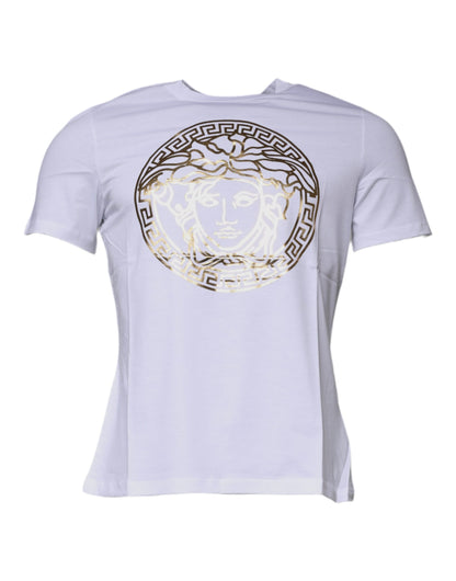 Versace - Men's White Medusa Print Cotton Crew Neck T-shirt