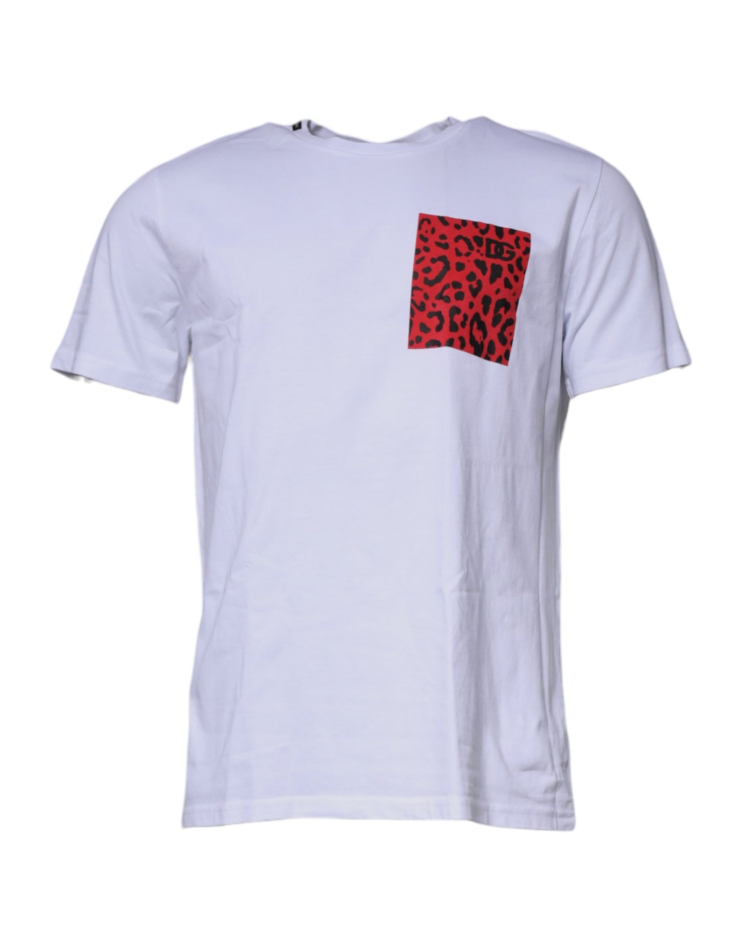 - Dolce & Gabbana White Red Leopard Cotton Crew Neck T-shirt