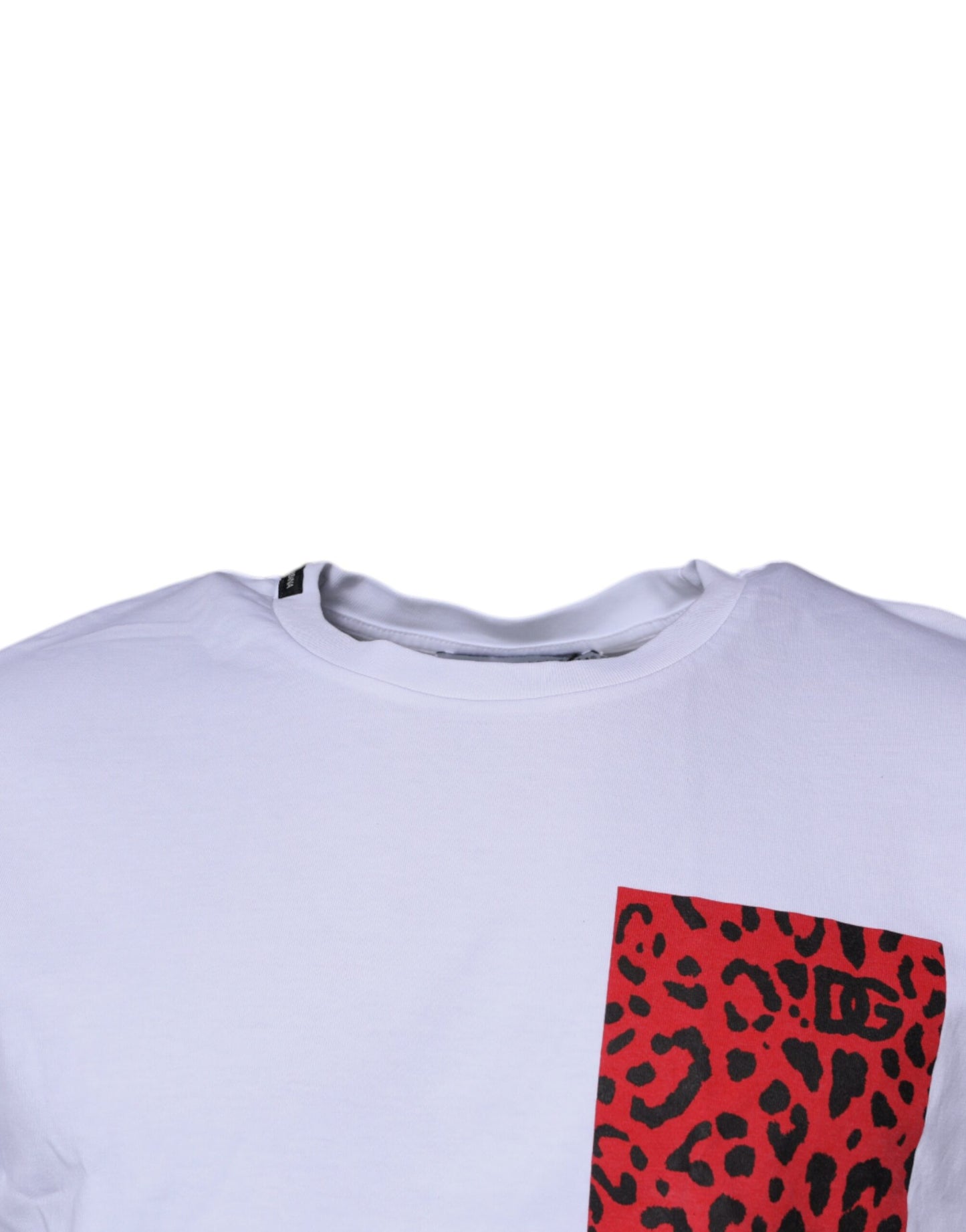  - Dolce & Gabbana White Red Leopard Cotton Crew Neck T-shirt