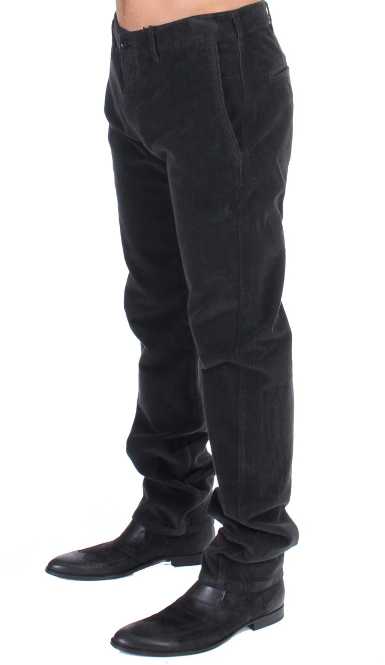  - Elegant Black Cotton Corduroy Pants