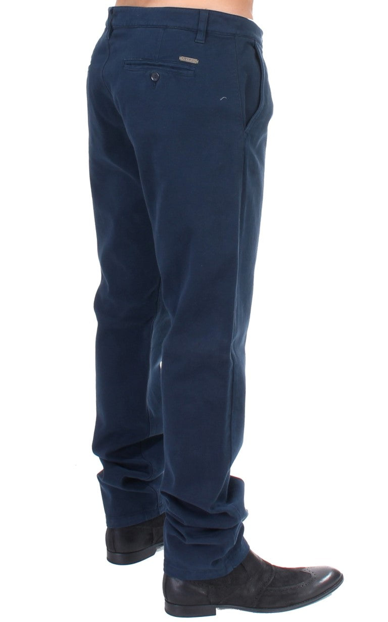  - Elegant Blue Cotton Stretch Chinos