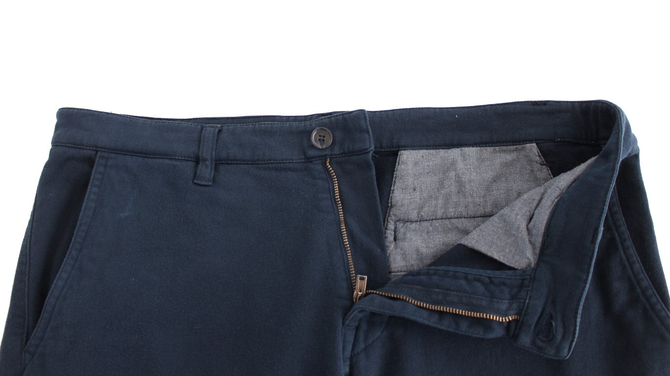  - Elegant Blue Cotton Stretch Chinos