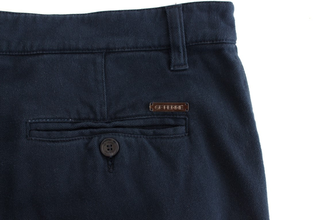  - Elegant Blue Cotton Stretch Chinos