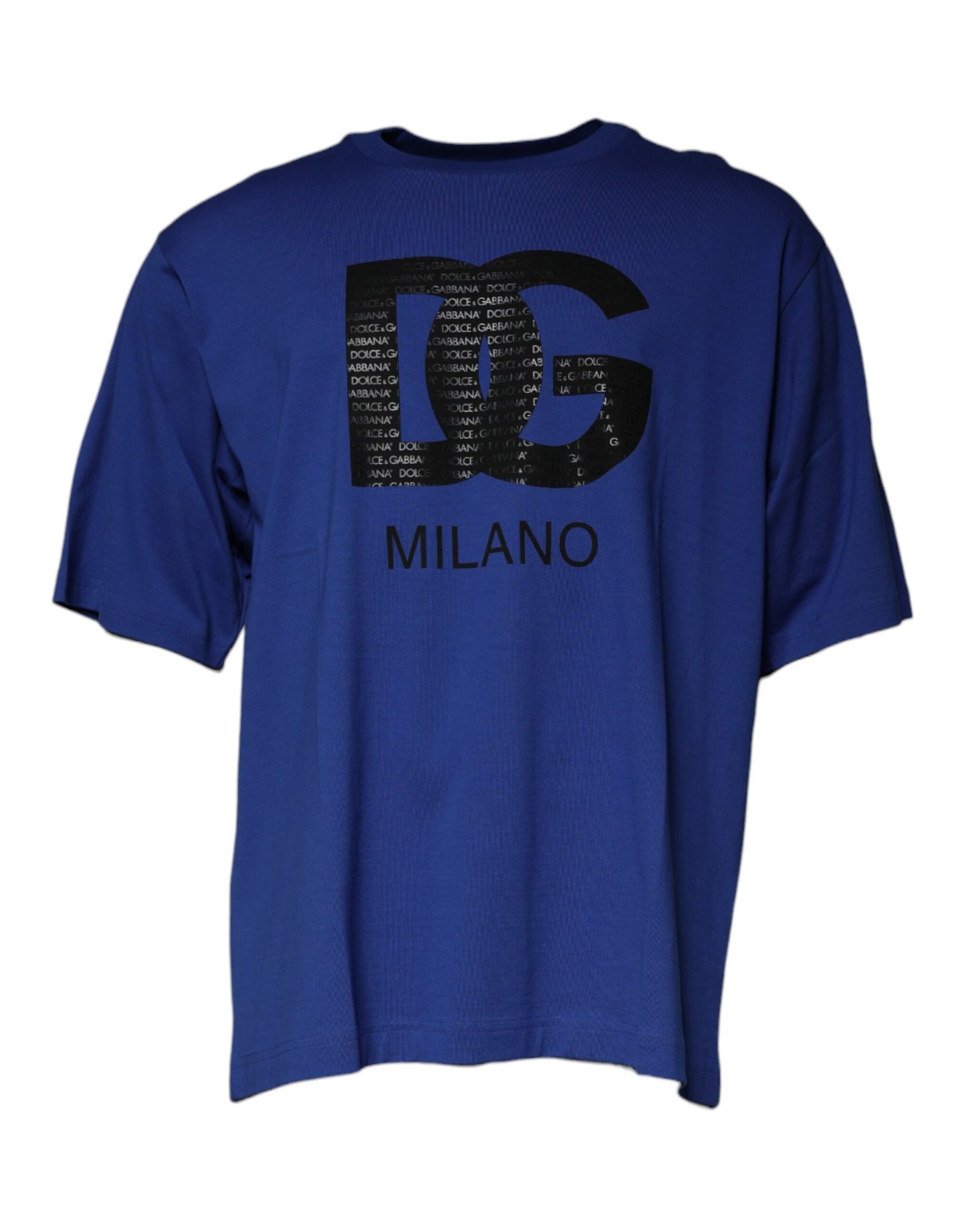 Dolce & Gabbana Blue Logo Print Cotton Men Crew Neck T-shirt