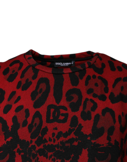  - Dolce & Gabbana Red Leopard Print Cotton Sleeveless T-shirt