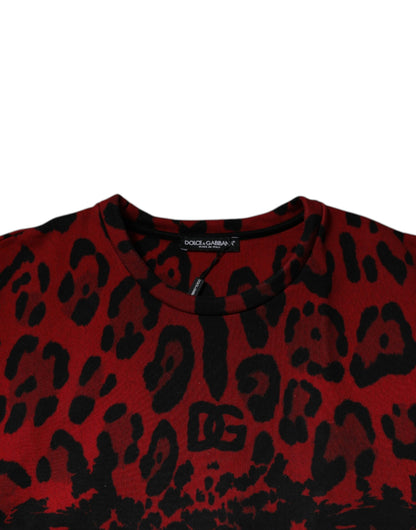  - Dolce & Gabbana Red Leopard Print Cotton Sleeveless T-shirt