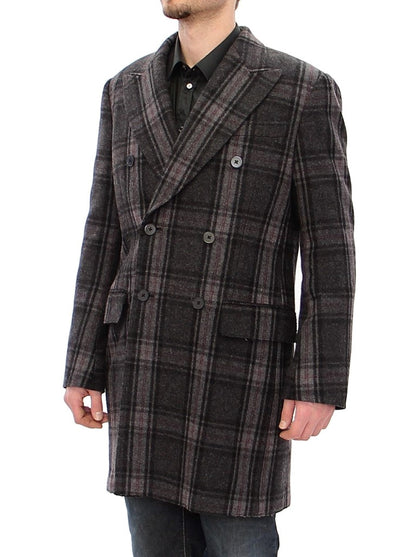  - Sicilia Checkered Wool Blend Coat