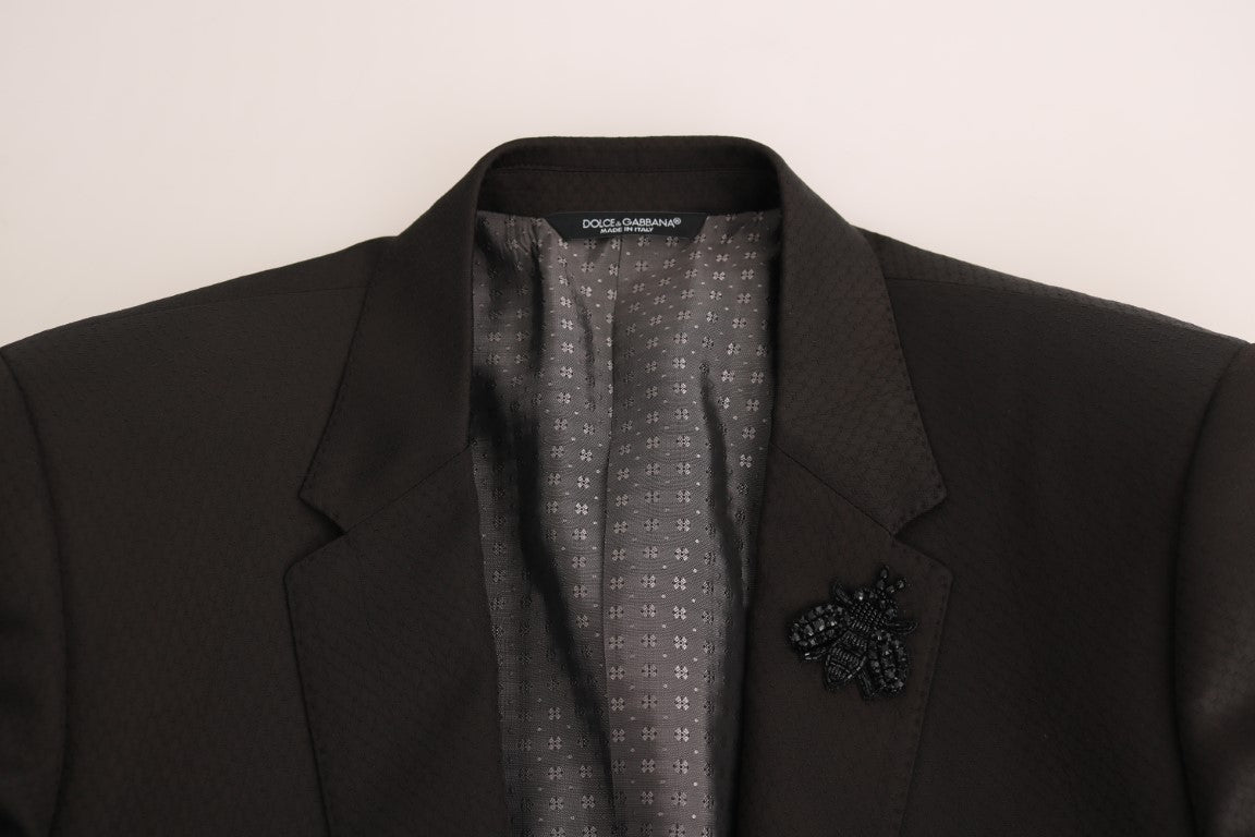  - Elegant Brown Jacquard Martini Suit