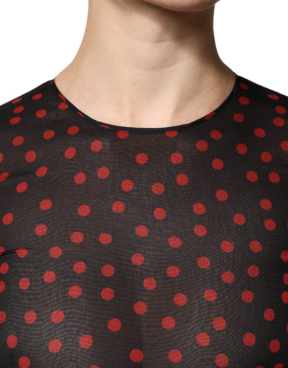 Dolce & Gabbana Women's Black & Red Polka Dot Silk Layered Midi Dress