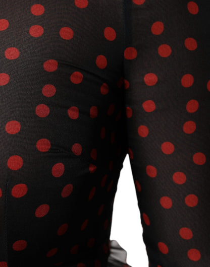 Dolce & Gabbana Women's Black & Red Polka Dot Silk Layered Midi Dress