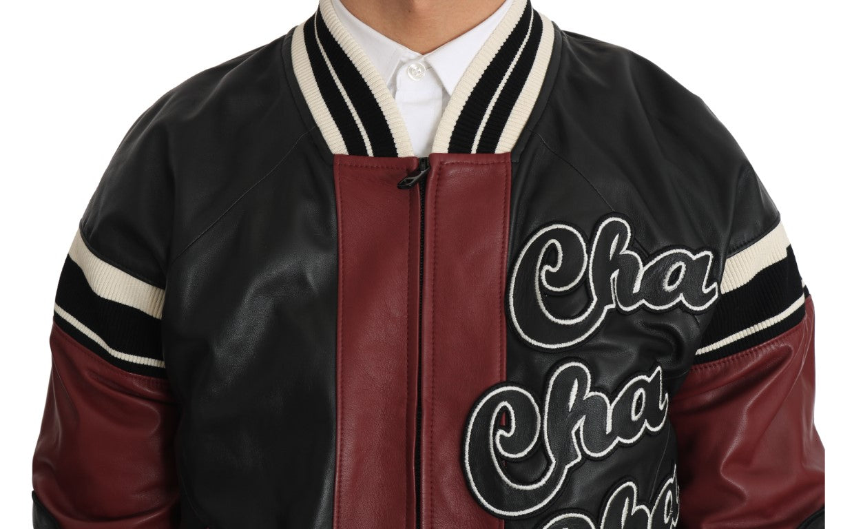 Exquisite Dolce & Gabbana Sheepskin Leather Bomber Jacket