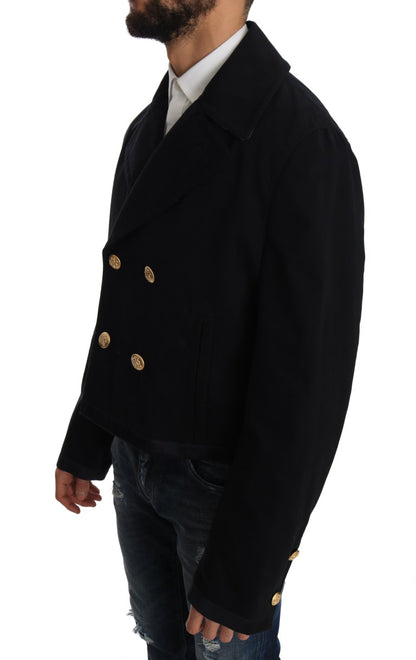  - Elegant Dark Blue Trench Coat Jacket