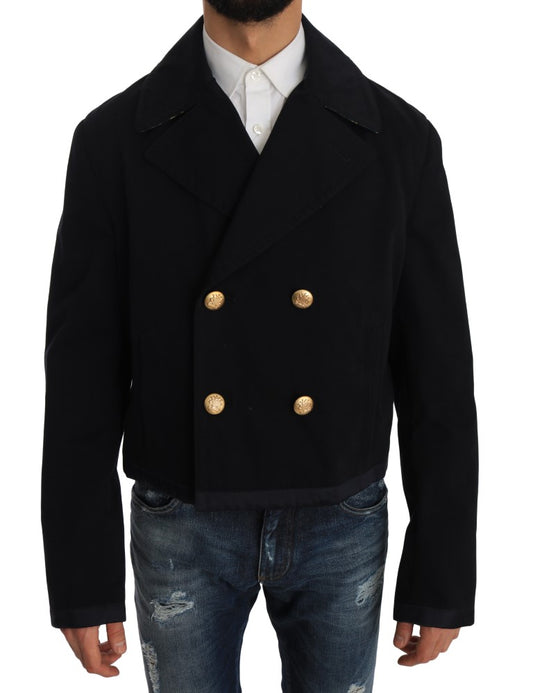  - Elegant Dark Blue Trench Coat Jacket