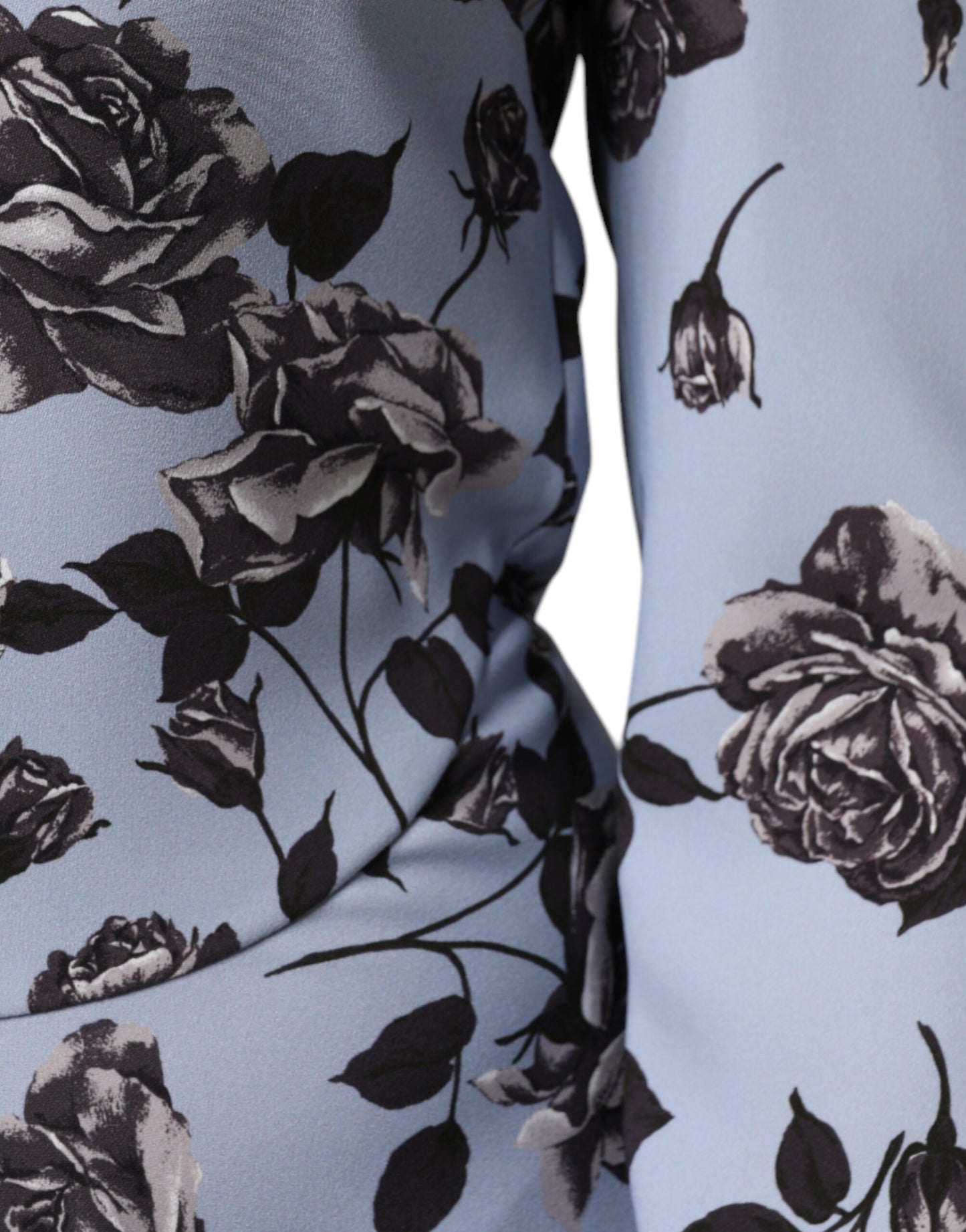  - Valentino Light Blue Floral Long Sleeves A-line Mini Dress