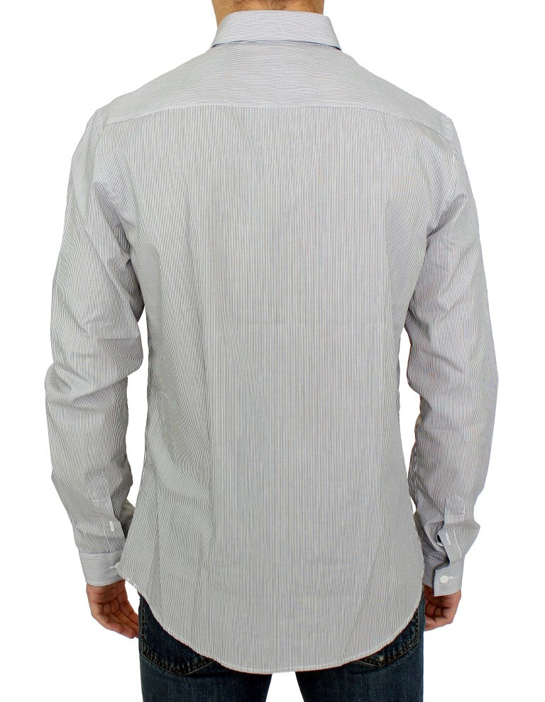  - Chic Gray Striped Cotton Casual Shirt