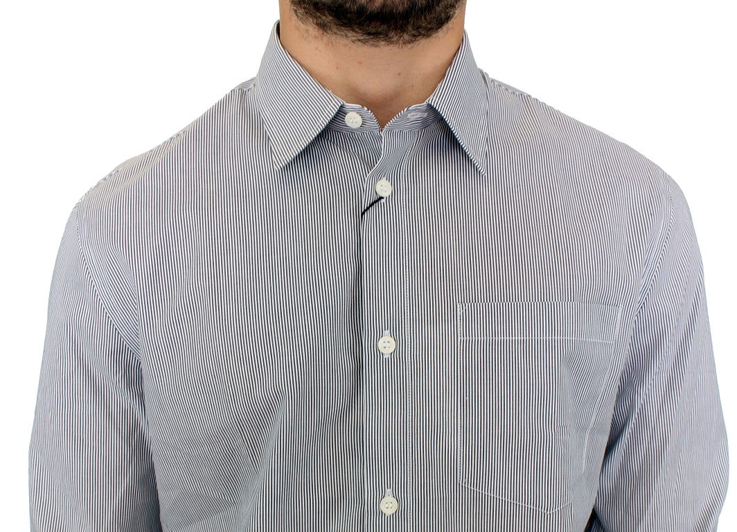  - Chic Gray Striped Cotton Casual Shirt