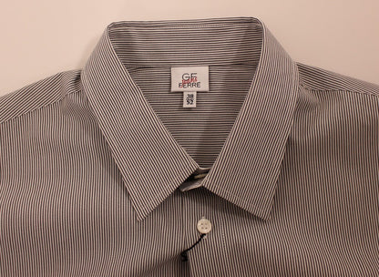  - Chic Gray Striped Cotton Casual Shirt