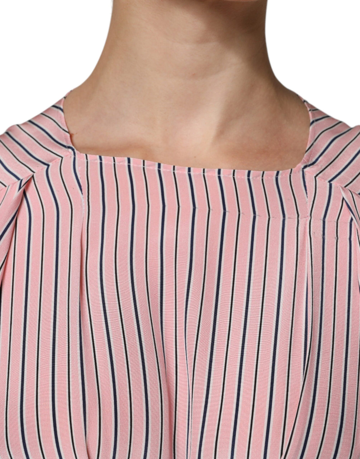 Ermanno Scervino Pink Stripes Silk Long Sleeves Midi Dress - Timeless Elegance in Silk