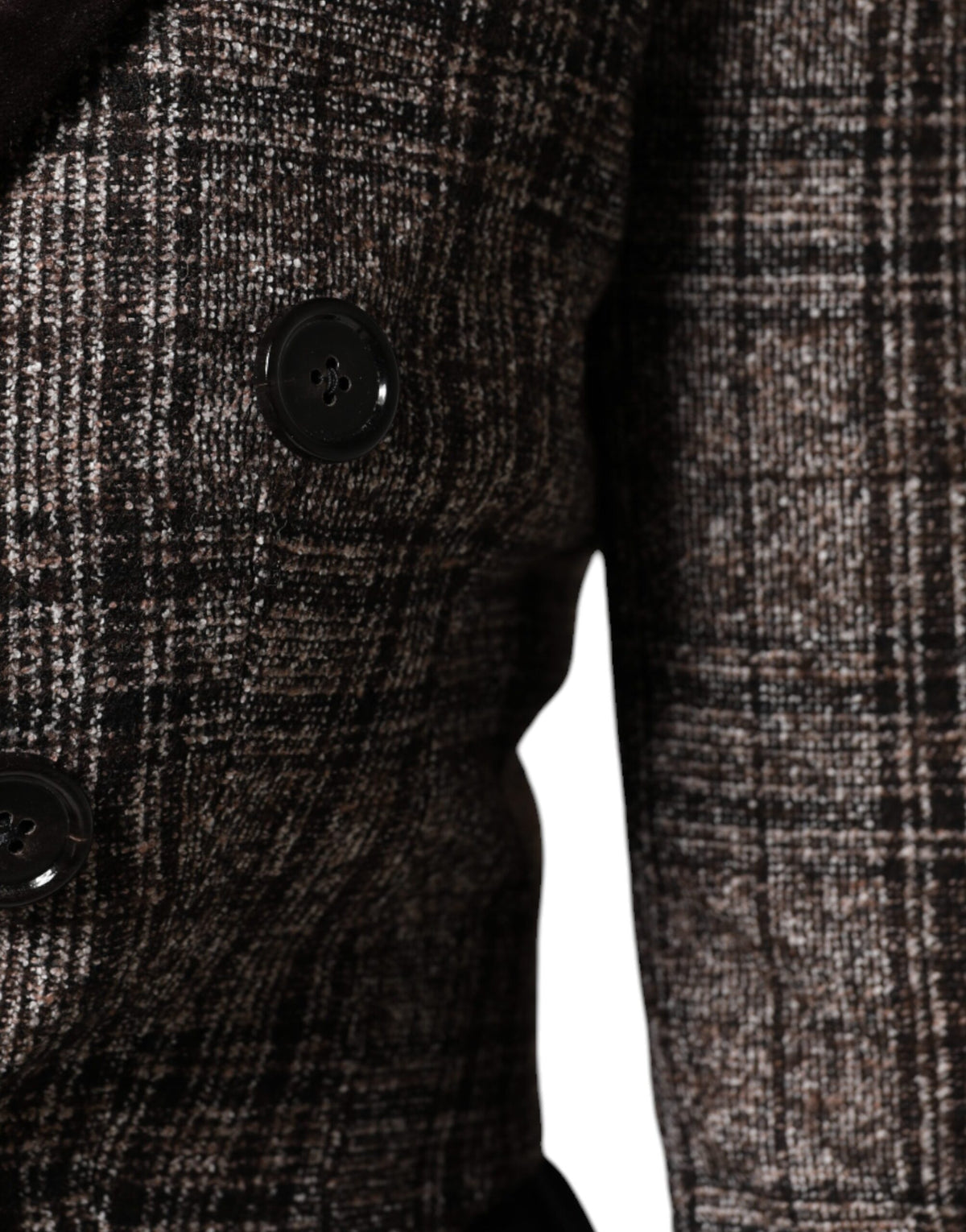 Dolce & Gabbana Brown Plaid Long Sleeve Cropped Coat