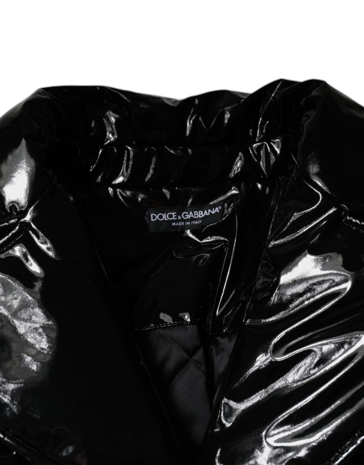 Dolce & Gabbana Black High-Shine Button-Down Blouson Jacket – Sleek Italian Luxury