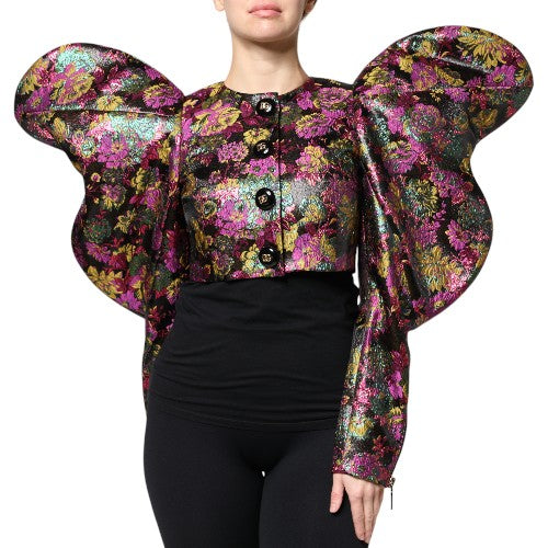 Dolce & Gabbana Multicolour Floral Lamé Jacquard Cropped Jacket – Made in Italy