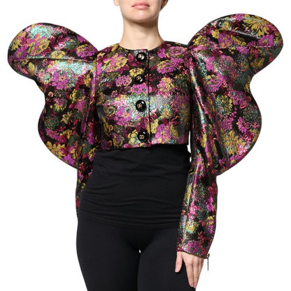 Dolce & Gabbana Multicolour Floral Lamé Jacquard Cropped Jacket – Made in Italy