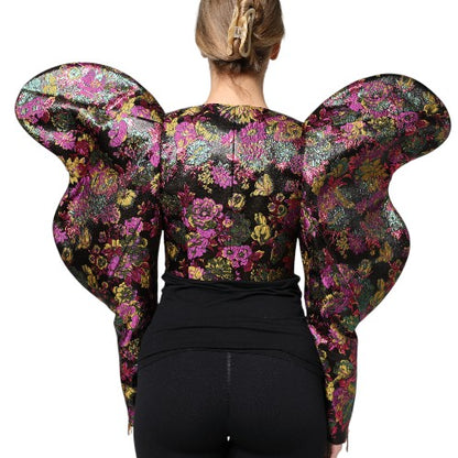 Dolce & Gabbana Multicolour Floral Lamé Jacquard Cropped Jacket – Made in Italy