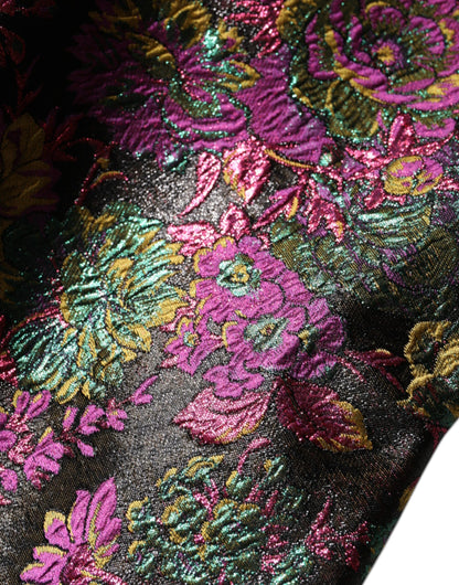 Dolce & Gabbana Multicolour Floral Lamé Jacquard Cropped Jacket – Made in Italy