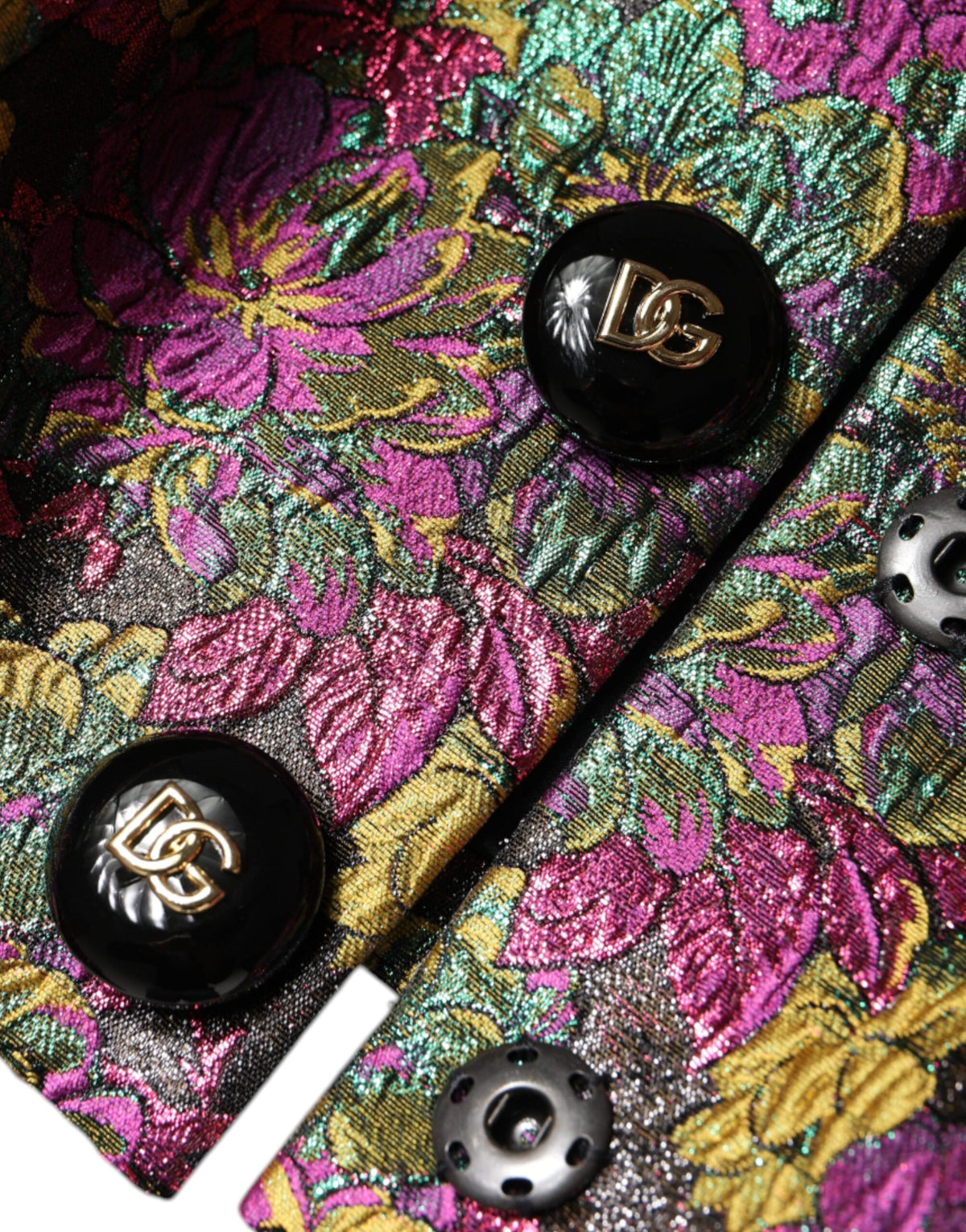 Dolce & Gabbana Multicolour Floral Lamé Jacquard Cropped Jacket – Made in Italy