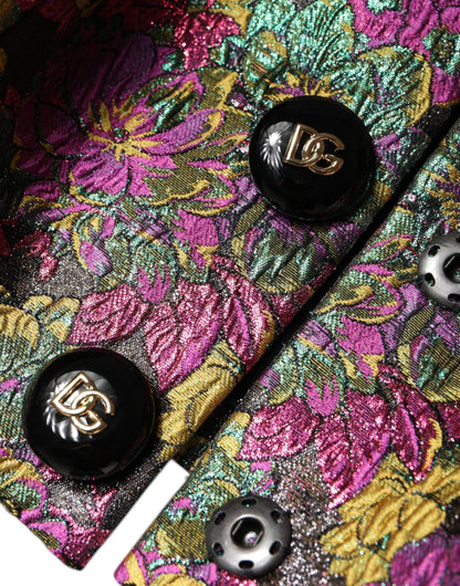 Dolce & Gabbana Multicolour Floral Lamé Jacquard Cropped Jacket – Made in Italy