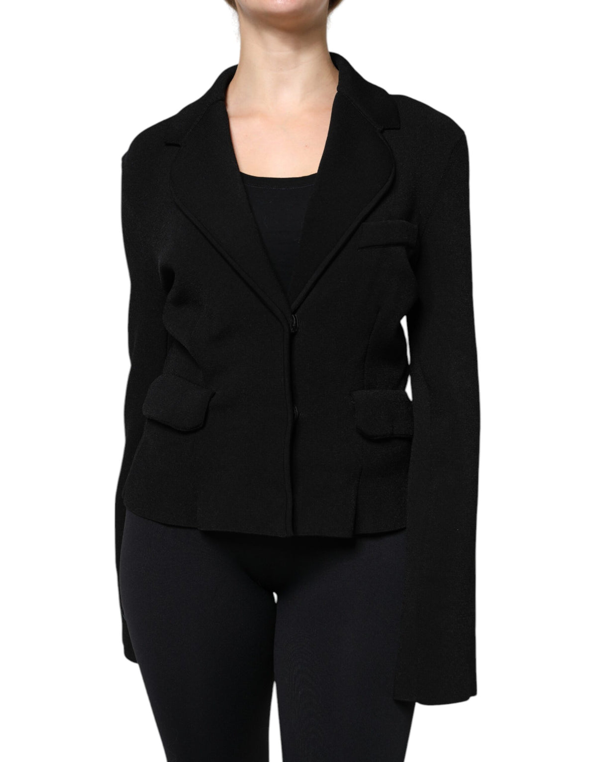 Dolce & Gabbana Black Viscose Single-Breasted Blazer Jacket
