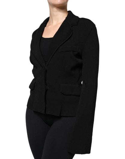 Dolce & Gabbana Black Viscose Single-Breasted Blazer Jacket