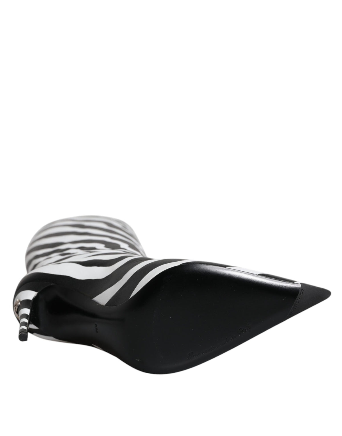 Dolce & Gabbana Black & White Zebra Print Knee-High Leather Boots – Made in Italy
