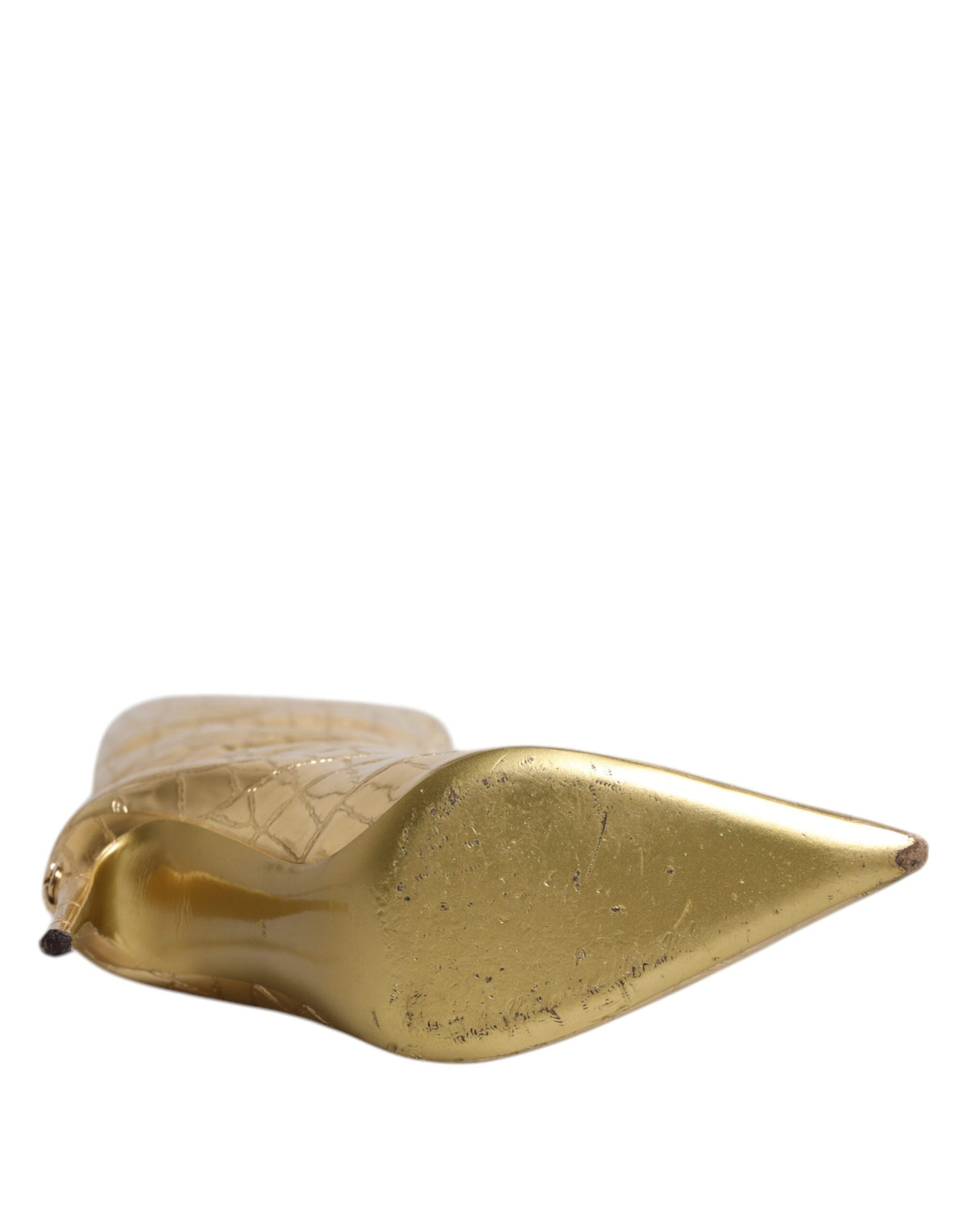 Dolce & Gabbana Gold Leather Knee-High Stiletto Boots – Bold Luxury Statement