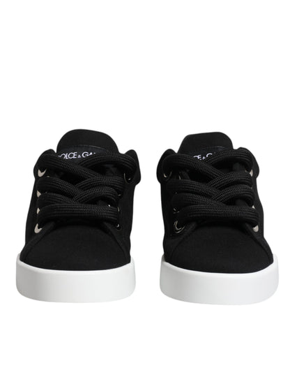 Dolce & Gabbana Black Portofino Low Top Sneakers – Lace-Up Shoes