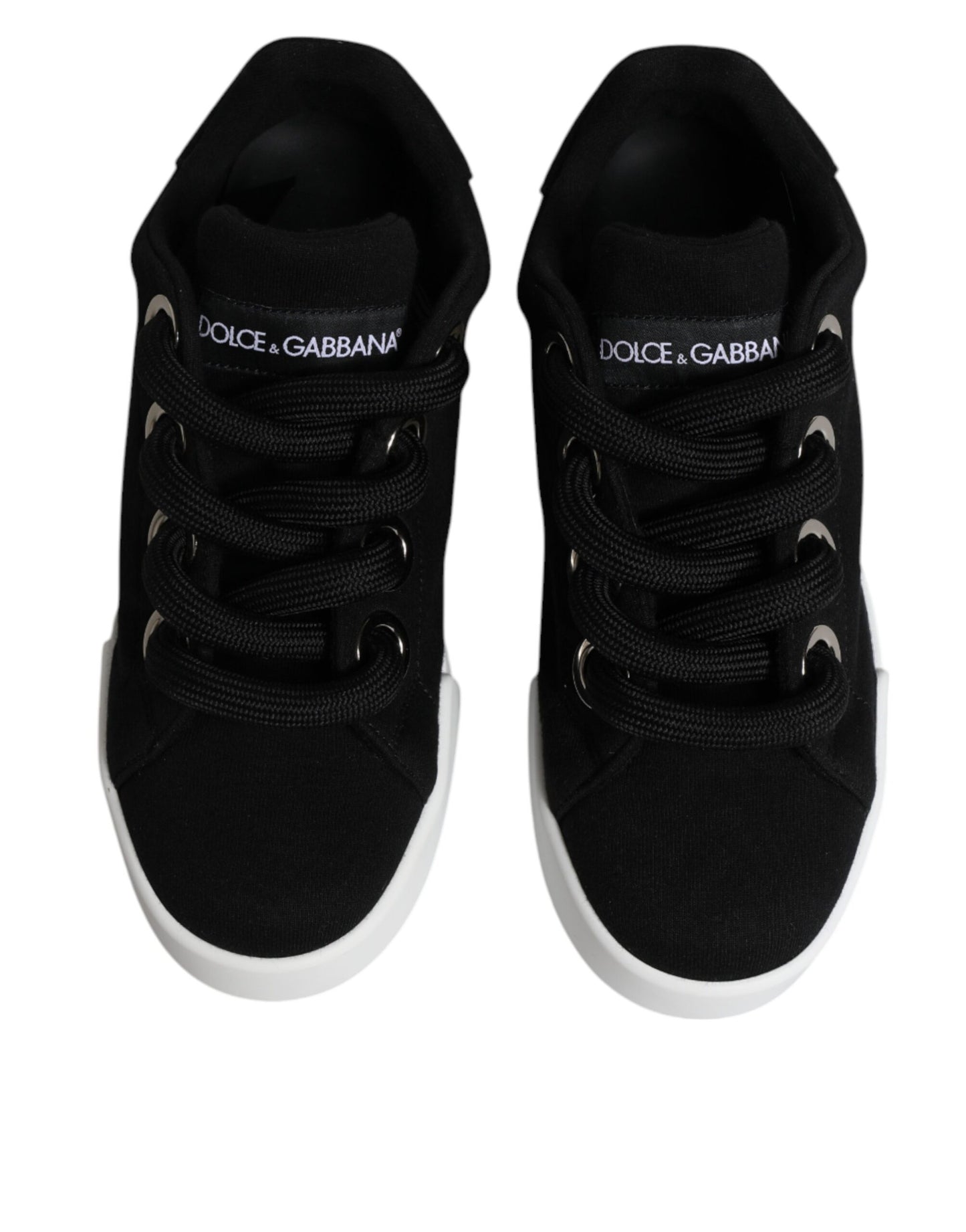 Dolce & Gabbana Black Portofino Low Top Sneakers – Lace-Up Shoes