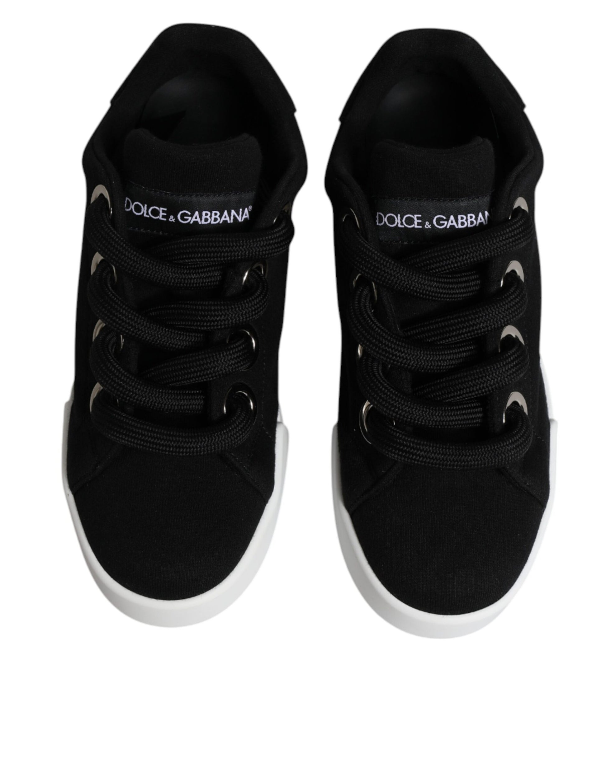 Dolce & Gabbana Black Portofino Low Top Sneakers – Lace-Up Shoes