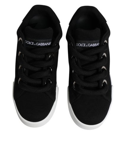 Dolce & Gabbana Black Portofino Low Top Sneakers – Lace-Up Shoes