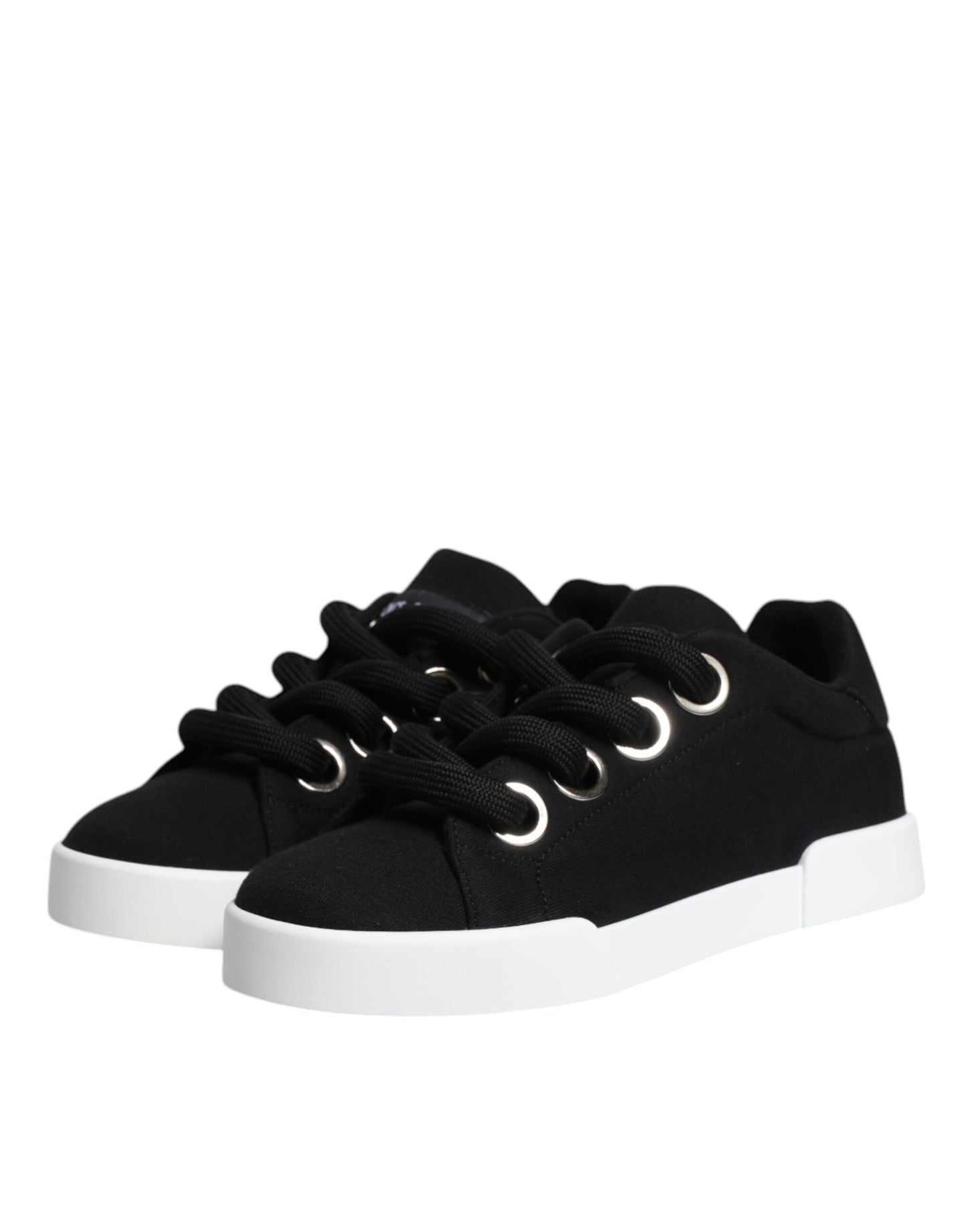 Dolce & Gabbana Black Portofino Low Top Sneakers – Lace-Up Shoes