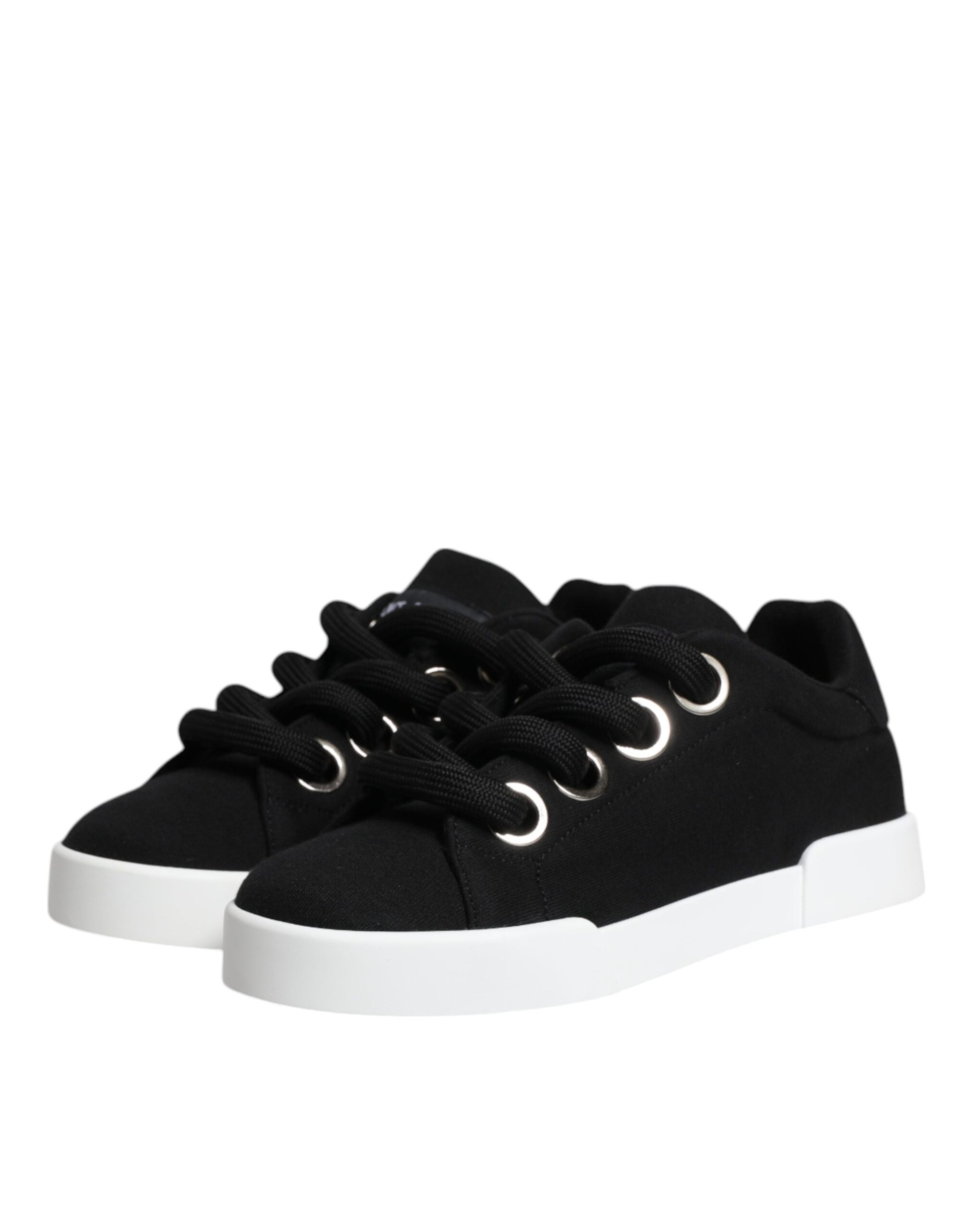 Dolce & Gabbana Black Portofino Low Top Sneakers – Lace-Up Shoes