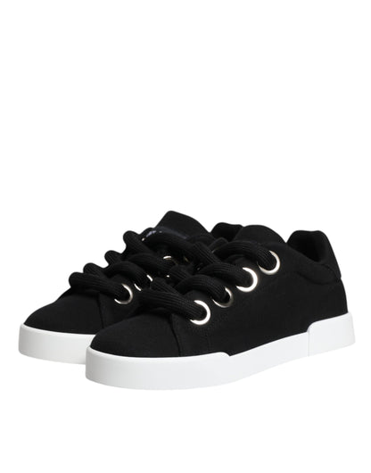Dolce & Gabbana Black Portofino Low Top Sneakers – Lace-Up Shoes