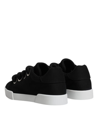 Dolce & Gabbana Black Portofino Low Top Sneakers – Lace-Up Shoes