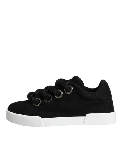 Dolce & Gabbana Black Portofino Low Top Sneakers – Lace-Up Shoes